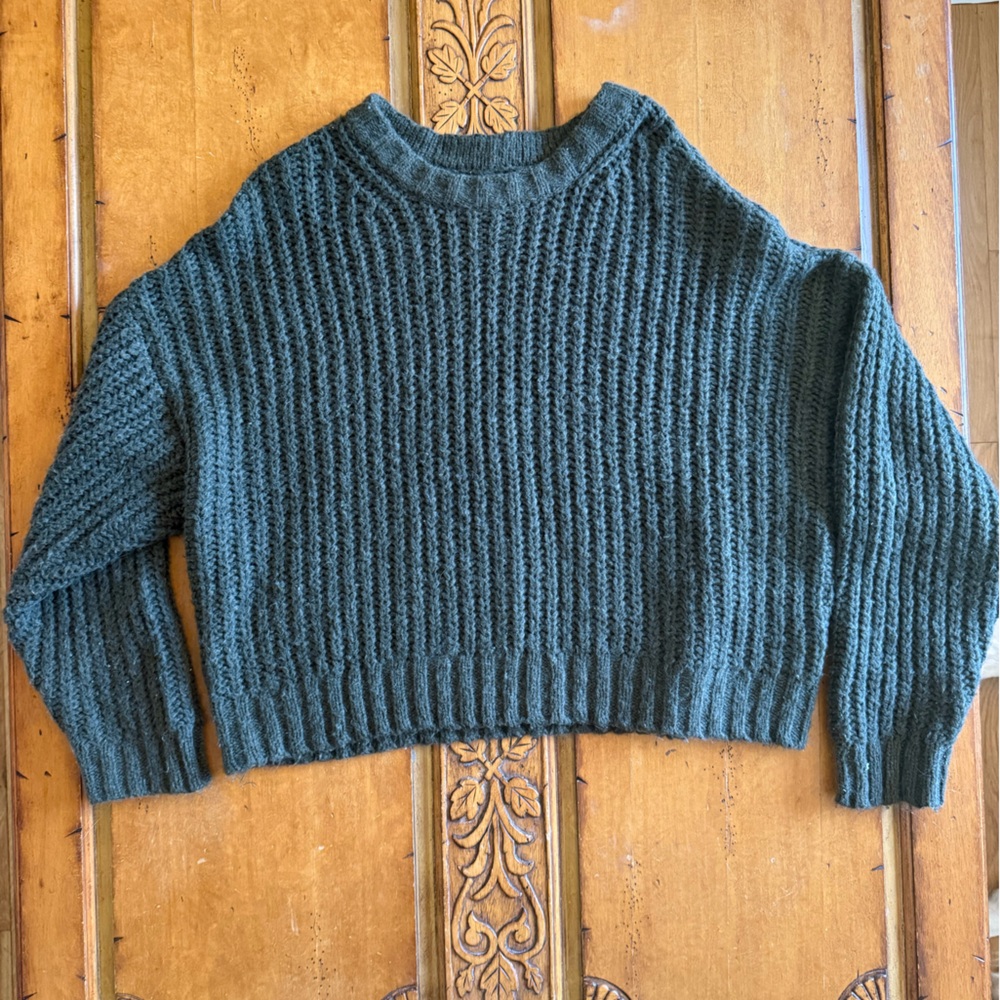 American Eagle Outfitters Dark Green Crewneck Sweater